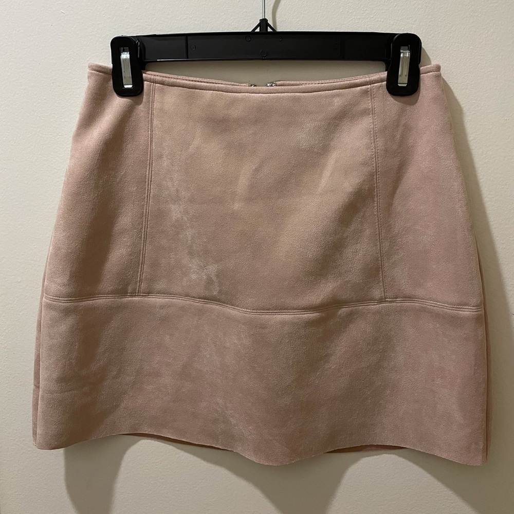 Suede Light Pink Mini Skirt